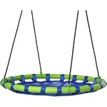 Balançoire nid d'oiseau ronde balançoire panier ø 100 x 120-180H cm accessoires inclus bleu vert - Vert