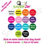 48 Personalised Stick On Shoe Name Labels Stickers School Kids Waterproof NL05