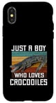 Coque pour iPhone X/XS T-shirt mignon Just A Boy Who Loves Alligator Crocodiles