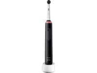 Oral-B Pro 3 3000, Voksen, Roterende Vibrerende Tannbørste, Daglig Stell, Sensitiv / Myk, Whitening, Sort, 2 Min, Sort