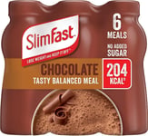 SlimFast Ready To Drink Shake, No Sugar ,Chocolate Flavour, 6 x 325ml MULTIPACK