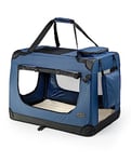 lionto Caisse de Transport Pliable pour Chien Voiture Box Sacoche, (XXL) 90x61x65 cm Bleu foncé