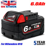 M18 For Milwaukee M18b6 18v Lithium 48-11-1852 M18b5 Xc 6.0ah Battery Cordless