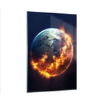 Impression sur Verre 80x120cm Tableaux Image Photo Univers Terre Feu globe