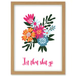 Funny Bathroom Wall Art Floral Let That Shit Go Toilet Sign Bathroom Yoga Room Decor Artwork Framed Wall Art Print A4