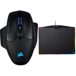 Corsair CH-9315511-EU 8-Button Wireless Gaming Mouse, USB Black & Corsair Mousepad, Black