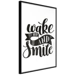 Plakat - Wake up and Smile - 40 x 60 cm - Sort ramme