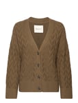 GANT Herringb V-Neck Cardigan Khaki Green