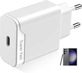 Prise Chargeur Rapide 25w Pour Samsung Galaxy A14 A15 A25 A55 A35 A54 S22 Ultra S21 S20 Fe, Chargeur Pps Pd 3.0 Type C Secteur Adaptateur