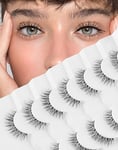 Natural False Eyelashes Clear Band Lashes Natural Look Jiocolor Wispy Faux Mink Lashes Demi-wispies Fake Lahes 12MM 7 Pairs Wispy Dream(7mm-12mm)