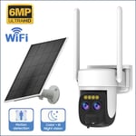 Camera de surveillance exterieure solaire sans fil WiFi PTZ 6MP avec double objectif panneau solaire 5W 9000mah Zoom optique 10X Vision nocturne