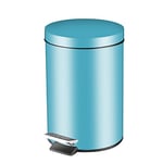 GONICVIN Pedal Bin, 3L Round Stainless Steel Bathroom Bin Kitchen Bin with Metal Lid, Rubbish Bin Trash Bin Waste Basket with Removable Inner Bucket for Kitchen, Home, Office (Silver)