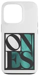 Coque pour iPhone 13 Pro Bleu sarcelle Aqua One Of Them Ones Bleu sarcelle Aqua Blanc Graphique