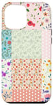 iPhone 12 Pro Max Blue & Pink Aesthetic Wildflower and Polka Dot Pattern Case