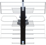 Antenne TV trinappe extérieure amplifiée 20dB - Réception chaînes TNT HD/UHD - Filtre 4G/5G - Montage Rapide - Câble 20m et fiches F fournis