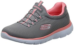 Skechers Femme SUMMITS Sneaker, Gris Mesh Rose Trim, 39.5 EU