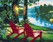 wxxxj Puzzle Adulte 1000 Pièces Puzzle Classique 3D Puzzle Bricolage- Chaise Longue Rouge au Bord de la rivière Jouet en Bois Puzzles Cadeau Unique Art Mural Décor à La Maison -50x75cm