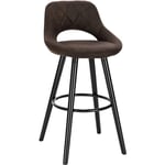 WOLTU 1 X Tabouret de Bar en Tissu Scientifique, Chaise de Bar Structure en Bois Massif, Brun Foncé