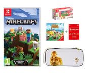 NINTENDO Switch Lite: Isabelle Alhoa Edition, Animal Crossing: New Horizons, Minecraft, Princess Zelda Case & 12 Month Membership Bundle, Pink