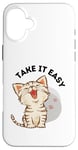 iPhone 16 Plus Take it easy with cute cat and cat paws design Case