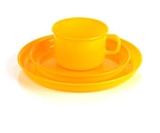 Kimmel Table pour enfant composée d'une tasse, d'une soucoupe et d'une assiette, en plastique, orange