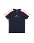 Champion Legacy Retro Sport B (306859) - Taped SS Crewneck T-Shirt, Navy (NNY/WHT/CRD), 7-8 years (S) Boys FW24