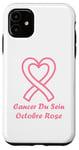 Coque pour iPhone 11 Simple Ruban Cancer du sein octobre rose