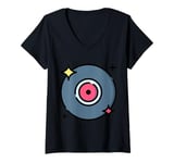 Womens Vinyl Record Player Album V-Neck T-Shirt