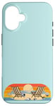 Coque pour iPhone 16 Voyage à la plage, soleil, mer, coquillages, oiseaux, sable, vacances en famille