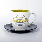 Lyrical Mug - Ensemble-cadeau de Tasse et Soucoupe Céramique avec paroles de chanson "Hard Day´s Night" - John Lennon & Paul McCartney - Autorisé par SONY / ATV - thumbs up! - 1001706