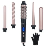 5-IN-1 Hair Curler Set Hair Straightening Brush Hair Curling Iron Wand