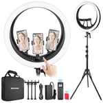 NEEWER Ring Light RP19H 19 inch with Stand and 3 Phone Holders, Upgraded 2.4G Control Smooth Dimming at 1%, LCD and Touch Control, 42W CRI 97+ 2540lux, for Streaming Home Office Zoom Call Lighting