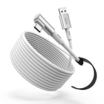 KIWI design 5M Câble Link Compatible avec Meta Quest 3S/Quest 3, Quest 2/Pro/Pico 4 PC Steam VR Accessoires, câble de Liaison USB 3.0 Super Rapide de 5Gbps (Blanc)