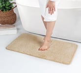 Livabliss Tapis de Bain Séchage Rapide, Tapis Salle de Bain Antidérapant et Ultra Absorbant pour Sortie de Douche, Tapis Lavable en Machine Facile d'entretien, Tapis Bain Epais Uni 50x80cm - Beige