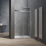 Porte de douche 110x195 Style industriel système coulissant à roulette en verre trempé transparent 8 mm accessoires chromés