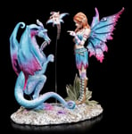 Figure Motif Elfe Avec Dragon - Bain Par Amy Brown - Fantasie Fée Statuette