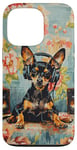 Coque pour iPhone 13 Pro MinPin Miniature Pinscher Mélomane Peinture Chien