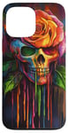 Coque pour iPhone 13 Pro Max Rose Dia Los Muertos Crâne Art Coloré Edgy