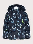 Monsoon Kids' Happy Face Puffer Coat, Black