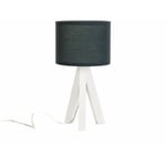 Licht-erlebnisse - Lampe de table sur trépied en bois blanc au design moderne scandinave avec abat-jour en tissu anthracite E14 - Blanc, Anthracite