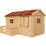 Cabane enfant exterieur 2.63m2 - Maisonnette en bois pour enfants - Cabane bois enfant 241x184xH151cm - Maison enfant exterieur Timbela M503