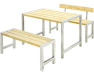 Caféset PLUS 1 ryggstöd trä/stål 127cm tryckimpregnerat