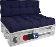 Beautissu Style – Set Coussin Palette Lounge Extérieur Bleu – 1x Coussin Assise 120x80cm & 1x Coussin Dossier 120x40cm