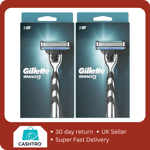 2 X Gillette Mach 3 Razor for Men Shaving Handle With One Cartridge