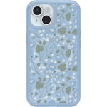 OtterBox iPhone 15, iPhone 14, and iPhone 13 Symmetry Series Clear Case - DAWN FLORAL (Blue), snaps to MagSafe, ultra-sleek, raised edges protect camera & screen