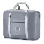 BAGZY Pliable Sac de Voyage 45L Sac Bagage 55 x 40 x 20 cm Sac à Bandoulière Sac de Sport Sac Weekend Homme Femme Rangement Grande Taille Sac Cabine Avion Valise Organisateur Valise Voyage (Gris)