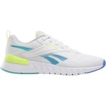 Reebok Men's Nano Gym Sneaker, White/UNLEASHEDGRN/KINETICBLUE, 9.5 UK