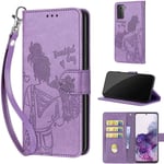 Coque pour Samsung Galaxy S21+/S21 Plus 6.7", Etui Housse Portefeuille Cuir pu avec Motif Porte Carte Magnétique Case -Fille mauve