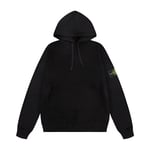 Sten Trendig amerikansk Stone Island-emblem Huvtröja i ren bomull för män och kvinnor High Street Loose Coat Hoodie svart black L