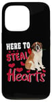 iPhone 13 Pro Here To Steal Hearts Funny St Bernard Dog Valentines Day Case